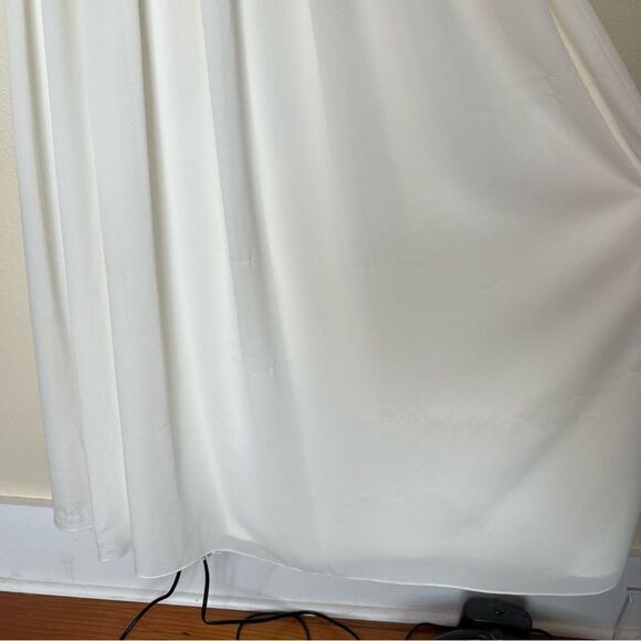 Belle Badgley Mischka Crochet Lace Sleeveless Maxi Chiffon Ivory Dress 10 FLAWS - Picture 5 of 15